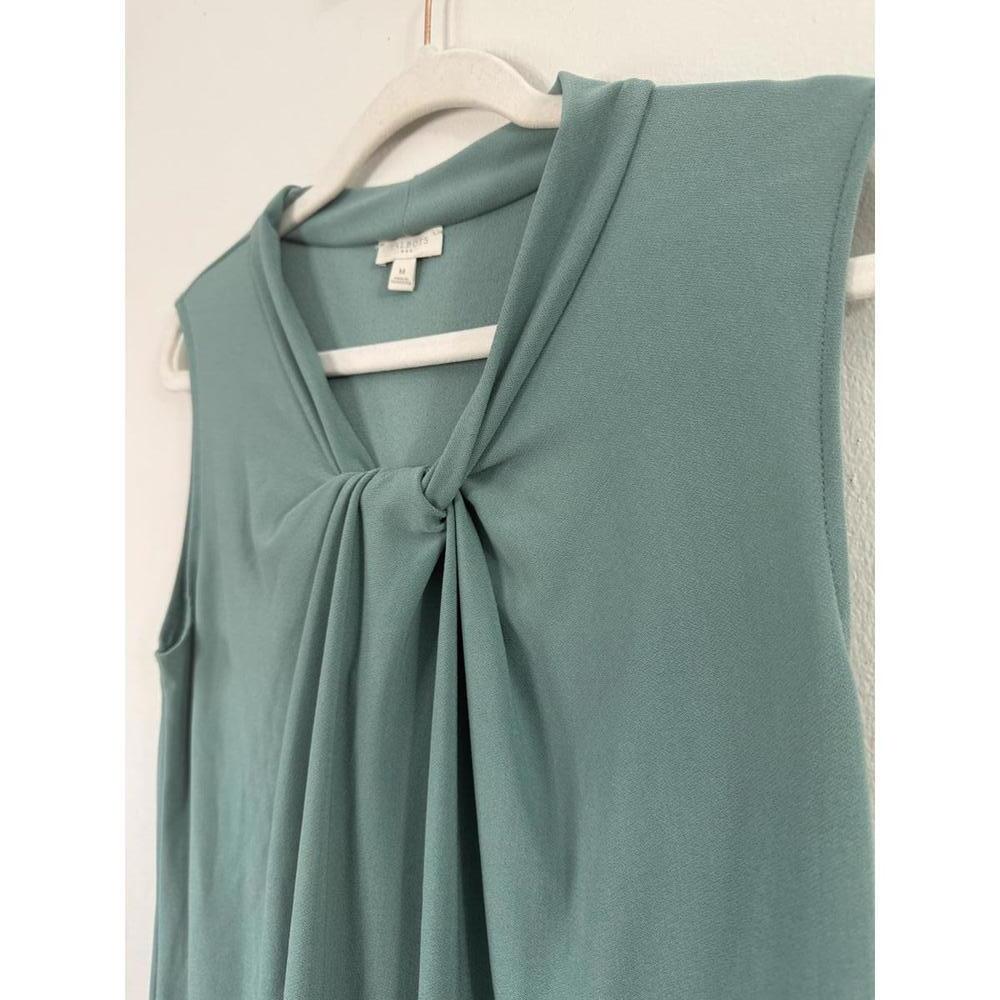 Talbots Sleeveless Knot Front Blouse in Sage Green, Size M - Picture 2 of 5
